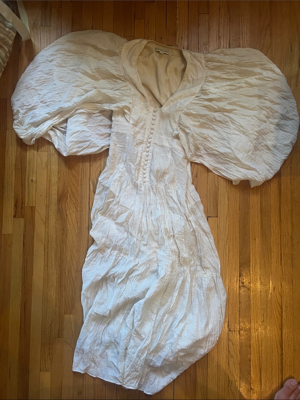 Shona Joy White Puff-Sleeve Cotton Dress Size 2